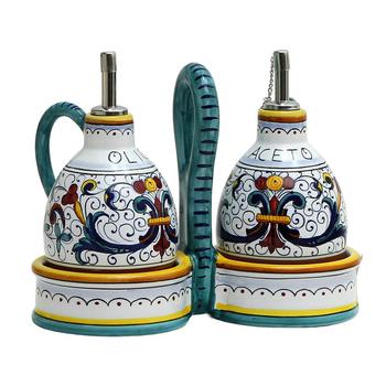 商品Artistica - Deruta of Italy | Ricco Deruta Deluxe: Oil and Vinegar cruets set with caddy (New),商家Verishop,价格¥1438图片