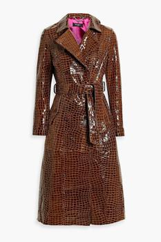 商品Muubaa | Glossed croc-effect leather trench coat,商家THE OUTNET US,价格¥3594图片