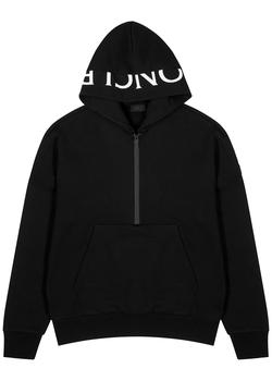 moncler polo直邮, Moncler | Black hooded half-zip cotton sweatshirt商品图片 