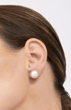 商品Adornia Adornia Freshwater Pearl Halo Earrings silver图片