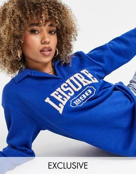 推荐Missguided polo sweatshirt with leisure graphic in blue商品
