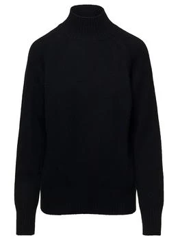 推荐Black Mockneck Sweater With Ribbed Trim In Cashmere Woman商品