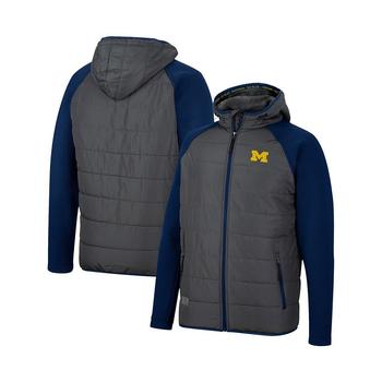 Colosseum | Men's Charcoal, Navy Michigan Wolverines Good On You Raglan Full-Zip Jacket商品图片,