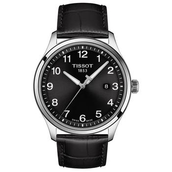 推荐Men's Swiss Gent XL Black Leather Strap Watch 42mm商品