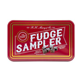 商品Vintage Fudge Sampler Tin, Chocolate and Chocolate Walnut Fudge, 16 oz图片
