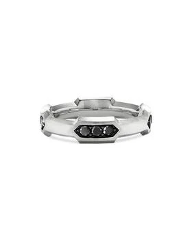 David Yurman | Men's Hex Station Band Ring in Sterling Silver with Black Diamonds, 6mm,商家Bloomingdale's,价格¥5849