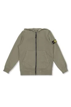 Stone Island Junior | Stone Island Junior Compass-Patch Zip-Up Hooded Jacket,商家Cettire,价格¥938