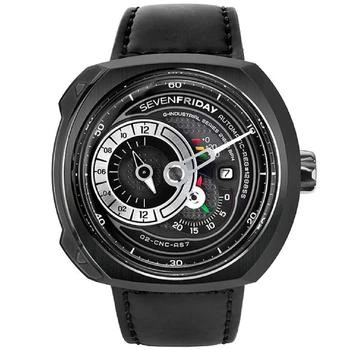 推荐SevenFriday Men's Automatic Watch - Q Series Power Reserve Black Leather Strap | Q3-05商品