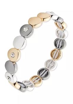 product Tri-Tone Blue Linear Beaded Lever Back Bracelet - Boxed image