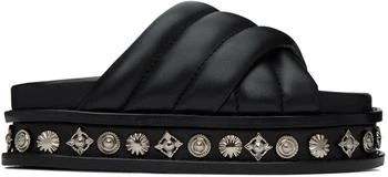 Toga Pulla | Black Embellished Leather Sandals,商家Ssense US,价格¥4499