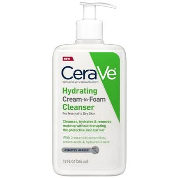 推荐CeraVe Hydrating Cream-to-Foam Cleanser 12 oz商品