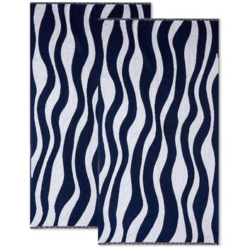商品By Parra | By Parra Waves of the Navy Bath Towel - Set of 2,商家END. Clothing,价格¥494图片
