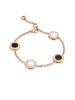 bvlgari项链, BVLGARI | BVLGARI BVLGARI 18K Pink Gold, Mother Of Pearl, & Onyx Charm Bracelet, Medium/Large商品图片 