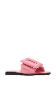 推荐Pink leather Puffy slippers商品