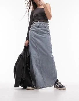 Topshop | Topshop denim column maxi skirt in dirty bleach 
