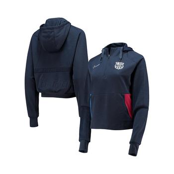 nike air force1旅行, NIKE | Women's Navy Barcelona Travel Fleece Midlayer Performance Raglan Quarter-Zip Hoodie商品图片 