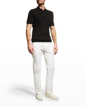 Kiton | Men's Textured Cotton Polo Sweater商品图片,