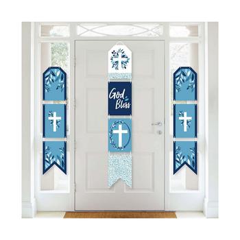 商品Big Dot of Happiness | Blue Elegant Cross - Vertical Paper Door Banners - Wall Kit - Indoor Door Decor,商家Macy's,价格¥144图片