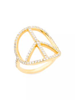 商品14K Yellow Gold & 0.95 TCW Diamond Peace Sign Ring图片