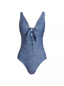 Shoshanna | Lace-Up One-Piece Swimsuit,商家Saks Fifth Avenue,价格¥2236