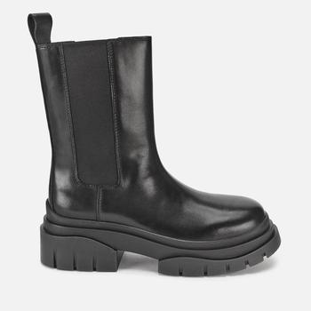 Ash | Ash Women's Storm Leather Mid Calf Chelsea Boots - Black/Black商品图片,4折