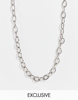 推荐Reclaimed Vintage inspired chunky necklace in faux pearl and silver商品