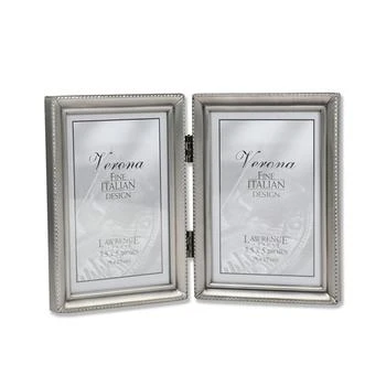 Lawrence Frames | Antique Pewter Hinged Double Picture Frame - Beaded Edge Design - 3.5" x 5",商家Macy's,价格¥203