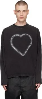 We11done | Black Heart Choker Long Sleeve T-Shirt 3.4折, 独家减免邮费
