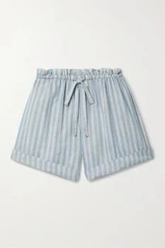 【net Sustain】blaze 褶饰条纹有机纯棉短裤,价格$76.78