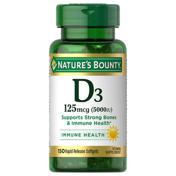 商品Nature's Bounty | D3-5000 IU Vitamin Supplement Softgels,商家Walgreens,价格¥186图片