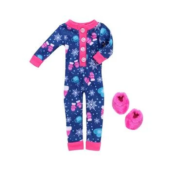 Teamson Kids | - 14.5" Doll - Girl Winter Print One Piece Pajama Hot Pink Slippers Set, 2 Piece,商家Macy's,价格¥82