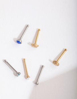 商品Lovisa | Mix Metal Sapphire Star Nose Stud 6 Pack,商家Premium Outlets,价格¥123图片