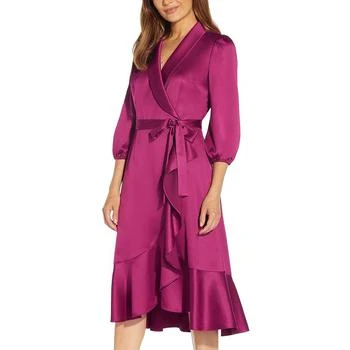 推荐Adrianna Papell Womens Surplice Midi Wrap Dress商品