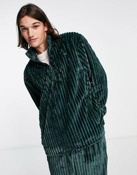 推荐adidas Originals adicolor Contempo 1/4 zip sweatshirt in dark green商品