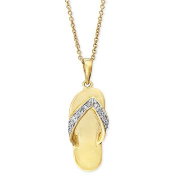 product Diamond Flip-Flop Pendant Necklace in 18k Gold over Sterling Silver (1/10 ct. t.w.) image
