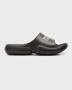 商品Versace | Men's Tago Logo Rubber Pool Slides,商家Neiman Marcus,价格¥716图片