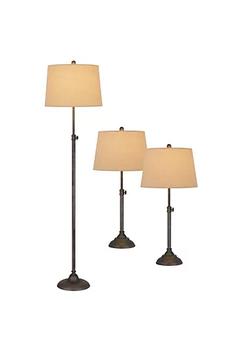 商品3 pcs package. 2 pcs of 150W 3 way adjustable metal table lamps. 1 pc of 150W 3 way adjustable metal floor lamp.图片