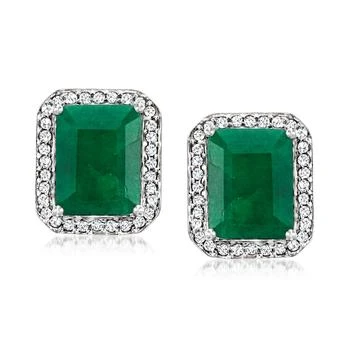 Ross-Simons | Ross-Simons Emerald and . Diamond Earrings in Sterling Silver,商家Premium Outlets,价格¥2561