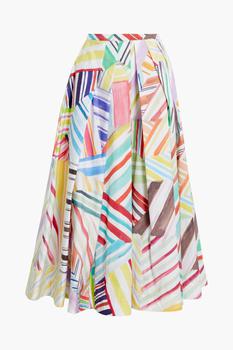 Rosie Assoulin | Pleated printed cotton-poplin midi skirt商品图片,3折