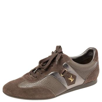 lv鞋, [二手商品] Louis Vuitton | Louis Vuitton Brown Suede and Leather Low-Top Sneakers Size 38商品图片 8折, 满1件减$100, 满减