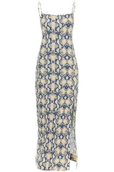 Ganni | Ganni slip dress in snake printed crinkled satin,商家Baltini,价格¥1638