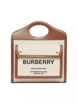 Burberry | Mini Leather-Trimmed Canvas Pocket Tote 