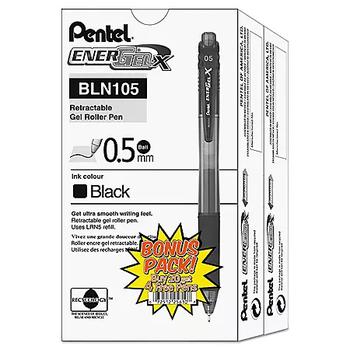 商品Pentel | Pentel - EnerGel-X Retractable Roller Gel Pen, .5mm, Black Barrel, Black Ink -  24/Pack,商家Sam's Club,价格¥163图片
