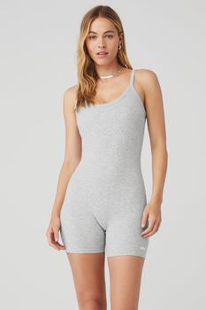 Alo | Seamless Ribbed Mellow Onesie - Athletic Heather Grey商品图片,