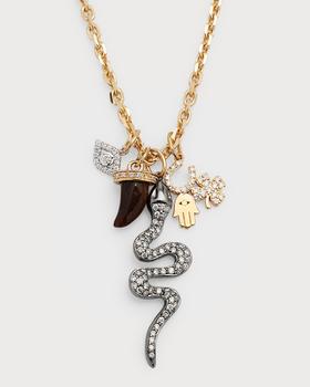商品Men's 14K Gold Diamond Multi-Charm Necklace图片
