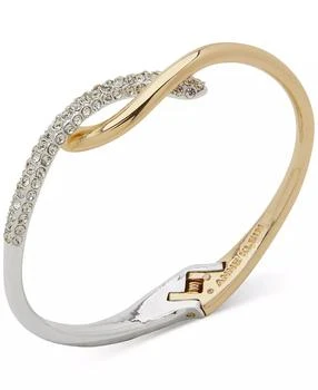 Anne Klein | Two-Tone Crystal Pavé Twist Crossover Bangle Bracelet,商家Macy's,价格¥144