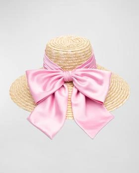 推荐Mirabel Wide Brim Hat With Pink Satin Bow商品