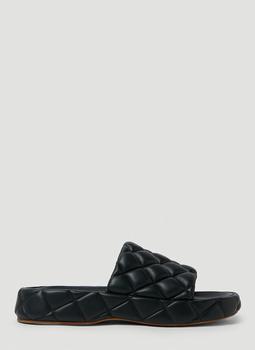 Bottega Veneta | Padded Platform Slides in Dark Green商品图片,