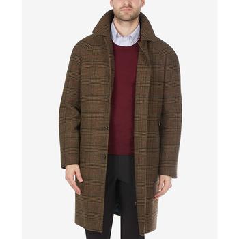 推荐男士 Luciano 经典版型棕色和黑色格纹大衣商品