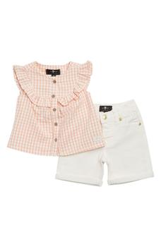 推荐Kids' Gingham Top & Denim Shorts Set商品